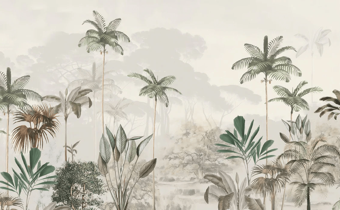 Papier peint panoramique jungle eden vert - Muralconcept