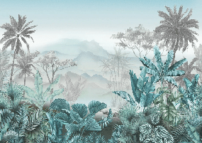 Papier peint tendance tropical bleu, XXL, tendance