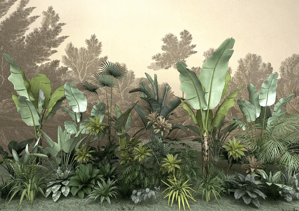 Papier peint restaurant jungle tendance indonésia