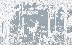 Tapete Waldtiere blau - Muralconcept