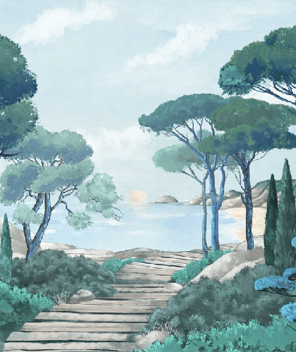 Papier peint balade dans les calanques - Muralconcept