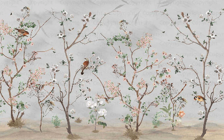 Papier peint panoramique Spring Birds - Muralconcept