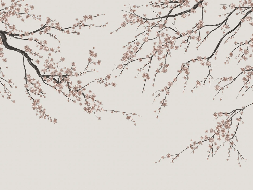 Papier peint panoramique Sakura beige