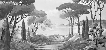 Carta da parati passeggiata nelle calanques in bianco e nero