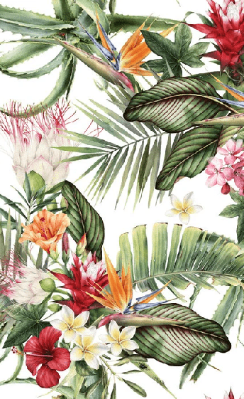 Carta da parati tropicale e fiori colorati