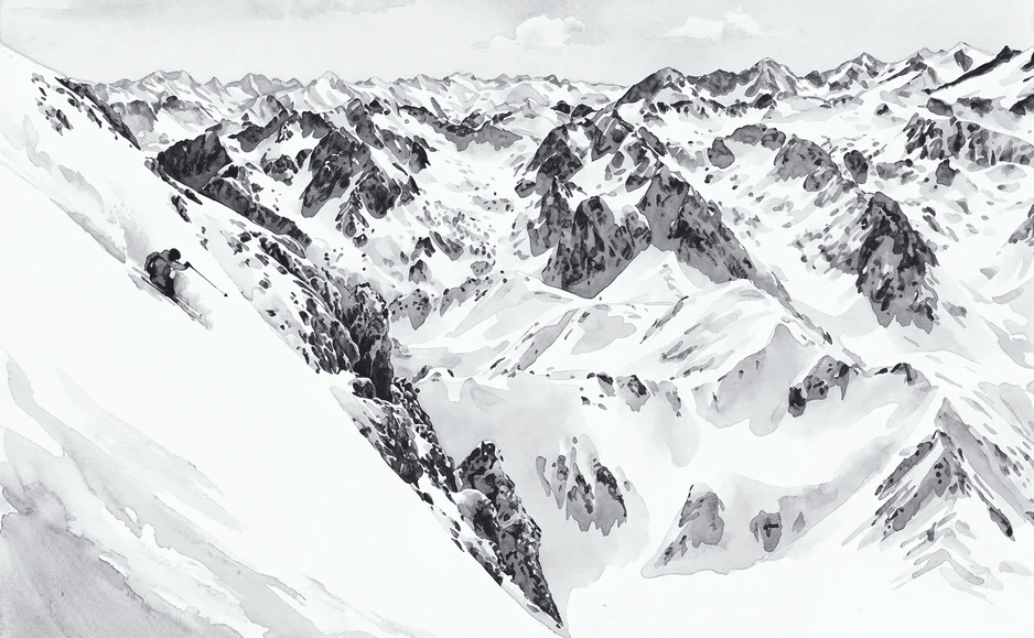 Papier peint Pyrénées  - Fresques enneigées Tourmalet Montagne - Muralconcept