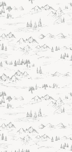 Papier peint illustration montagne et sapin - Muralconcept