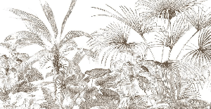 Papier peint tropical gravure monochrome, XXL, tendance