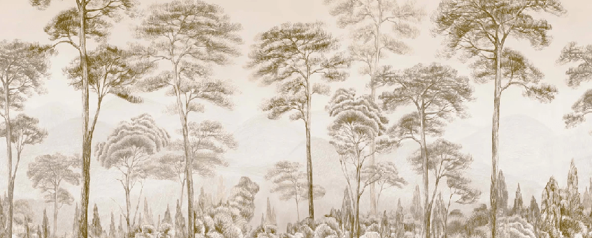Carta da parati natura pineta seppia