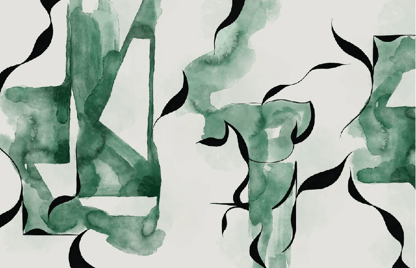 Papier peint abstrait moderne – Abstract Green Flow - Muralconcept