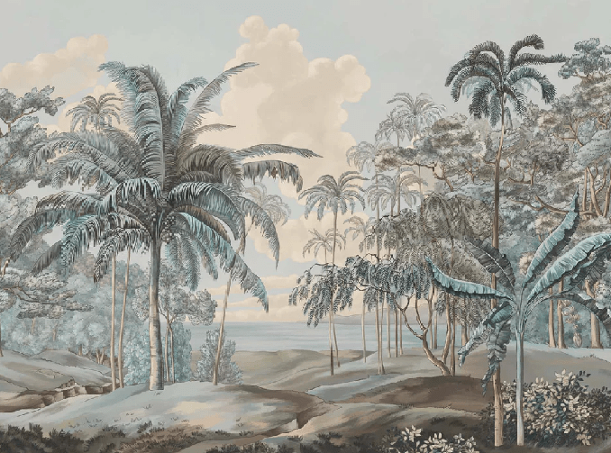 Papier peint paysage Célèbes bleuté