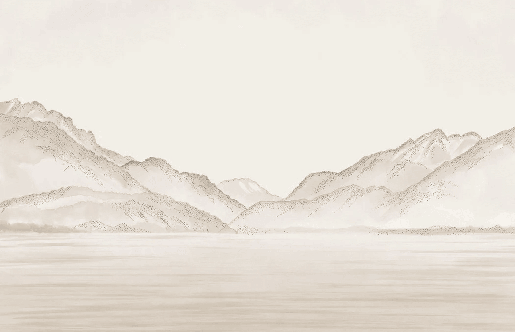 Papier peint lac Annecy sépia - Relief Pointillé - Muralconcept