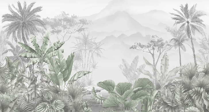 Papier peint tendance tropical vert
