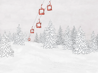 Carta da parati montagna cabinovia rossa