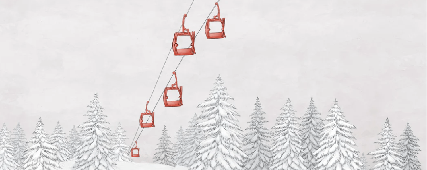 Carta da parati montagna cabinovia rossa