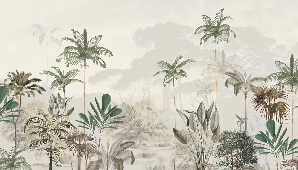 Papier peint panoramique jungle eden vert