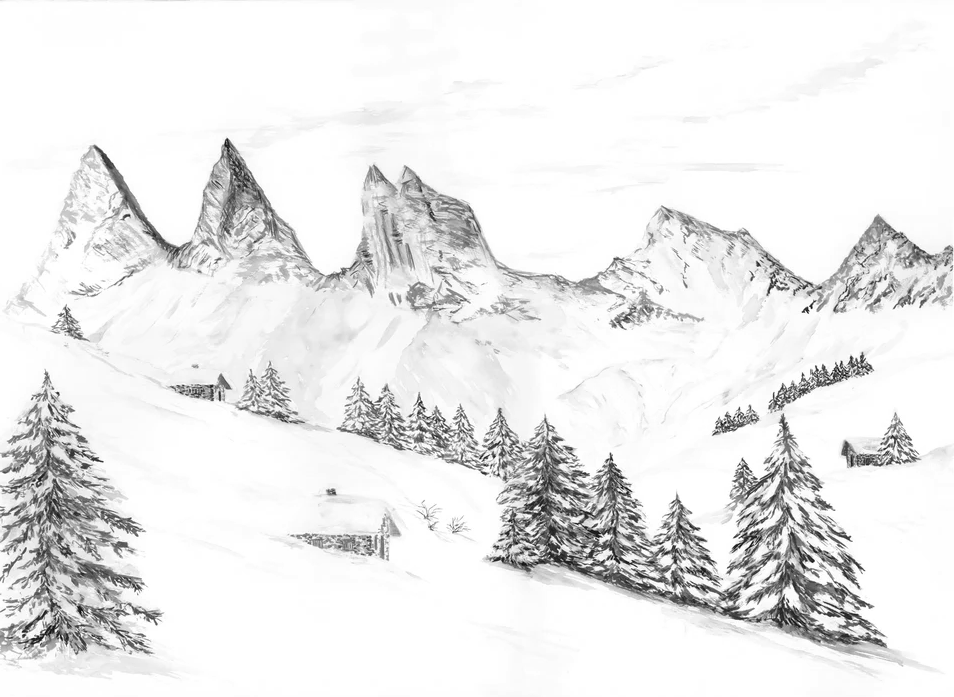 Papier peint aquarelle d’un rêve Alpin