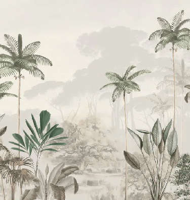 Papier peint panoramique jungle eden vert