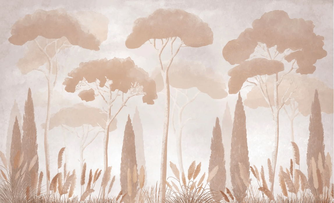 Papier peint sépia cyprès pins, XXL, tendance