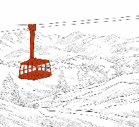 Papier peint La Plagne télécabine rouge - Muralconcept