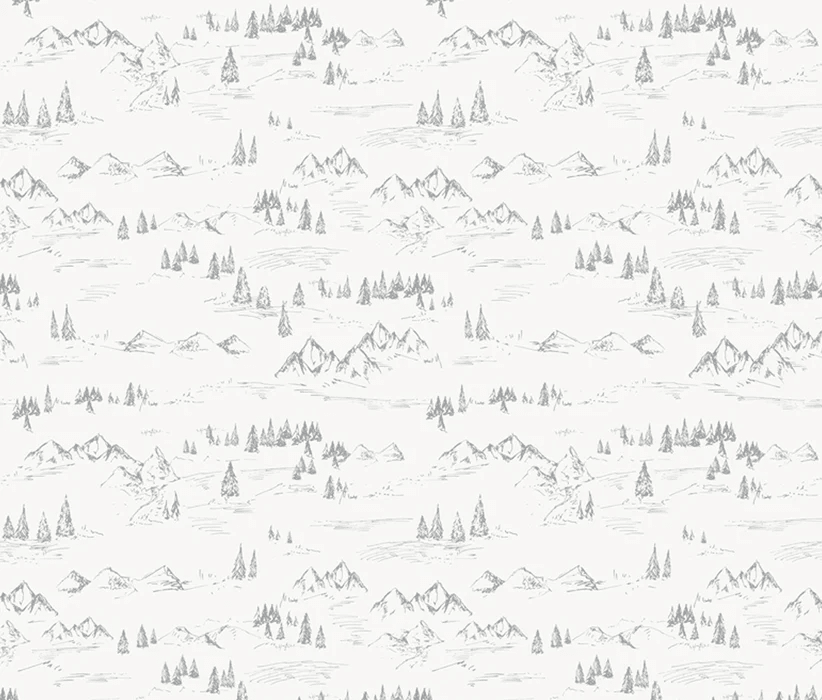 Papier peint illustration montagne et sapin - Muralconcept