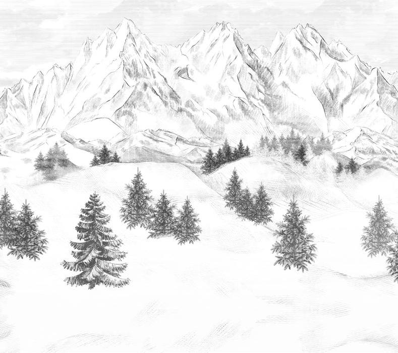 Papier peint montagne sommets de Chamonix - Muralconcept