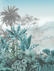 Papier peint tendance tropical bleu