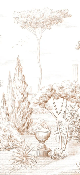 Sepia pinewood Roman-style wallpaper