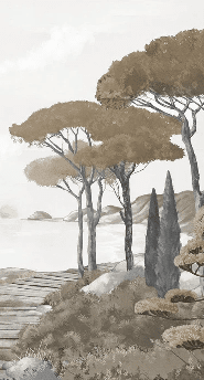 Papier peint balade dans les calanques brun - Muralconcept