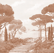 Tapete „Spaziergang in den Calanques“ Terrakotta