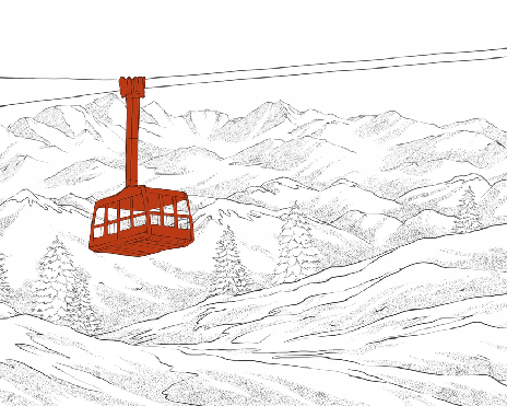 Papier peint La Plagne télécabine rouge - Muralconcept