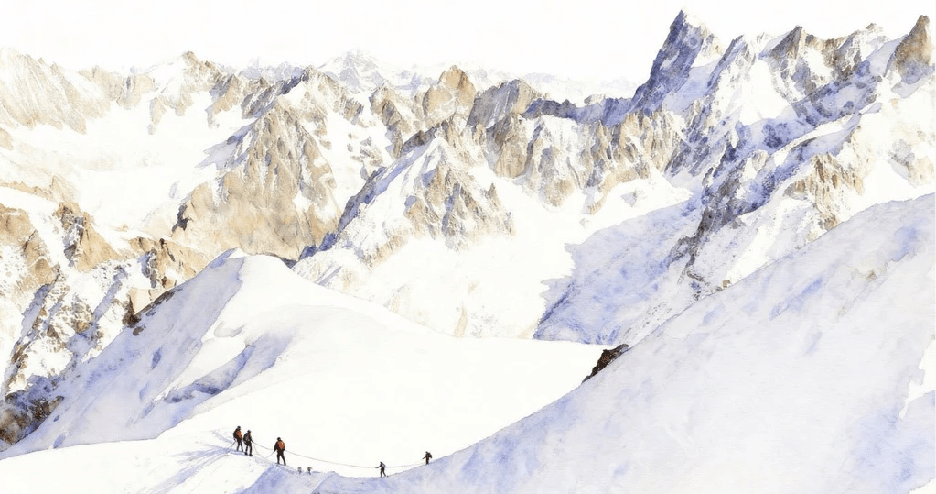 Papier peint alpinisme la cordée - Vallée blanche - Muralconcept