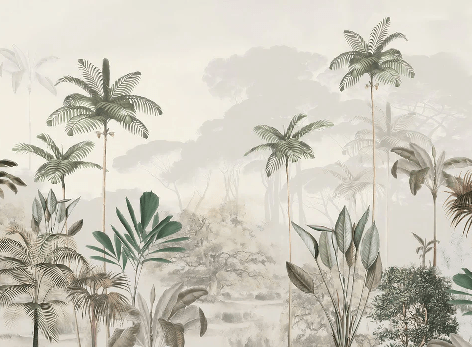 Papier peint panoramique jungle eden vert