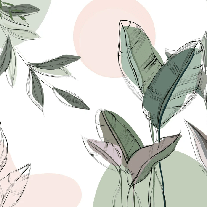 Papier peint panoramique végétal graphique vert - Muralconcept
