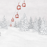 Carta da parati montagna cabinovia rossa