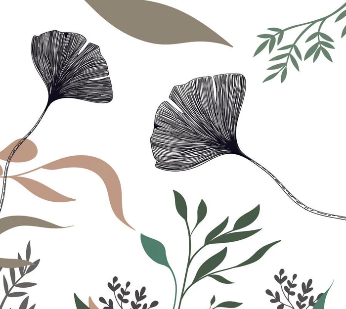 Papier peint ginkgo artiste floral