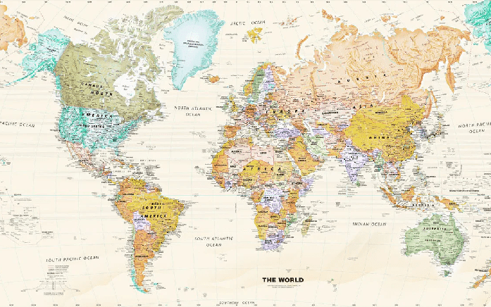 Papier peint original carte du monde - Muralconcept