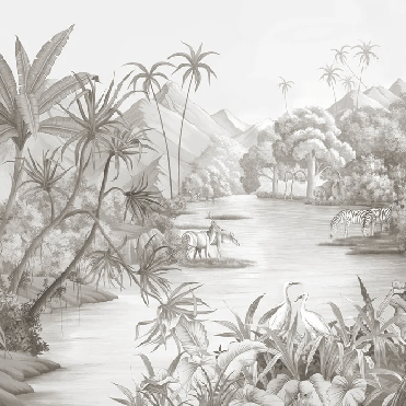 Papier peint panoramique jungle pittoresque