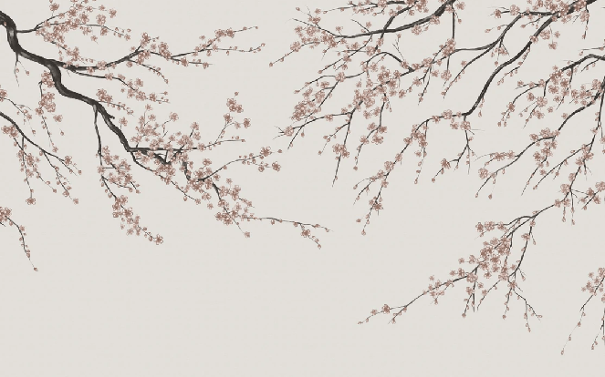 Papier peint panoramique Sakura beige - Muralconcept