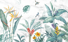 Papier peint Végétal & Bird - Muralconcept