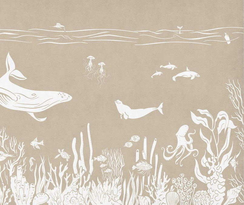 Papier peint balade aquatique beige