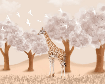 Papier peint chambre enfant Girafe dans la Savane, XXL, tendance