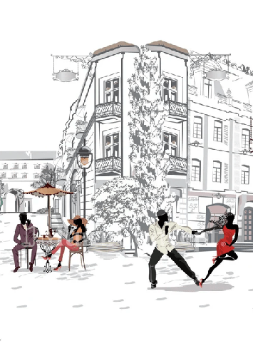 Papier peint restaurant balade parisienne