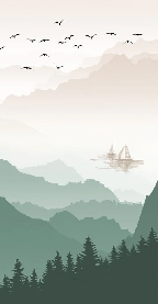 Papier peint montagne dans brume terracotta