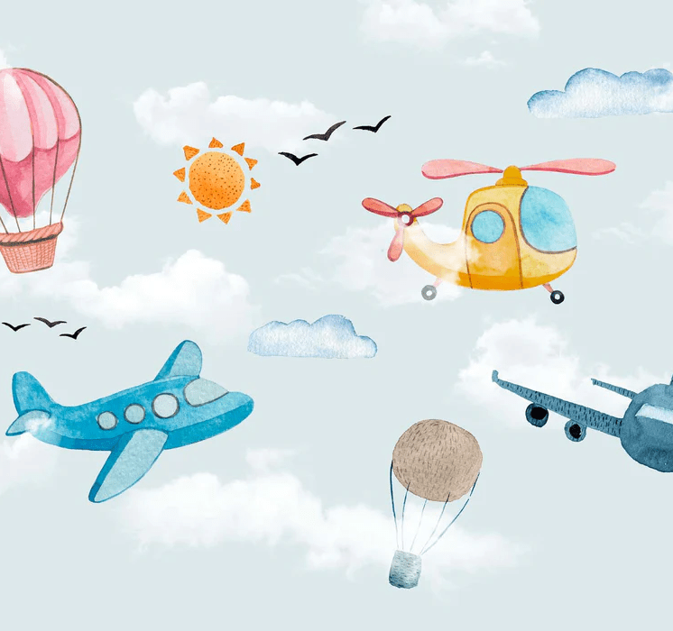 Papier peint chambre enfant Avion - Muralconcept