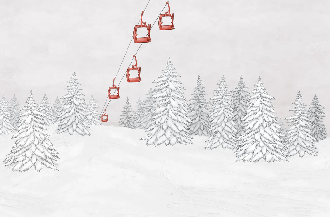Papier peint montagne télécabine rouge, XXL, tendance