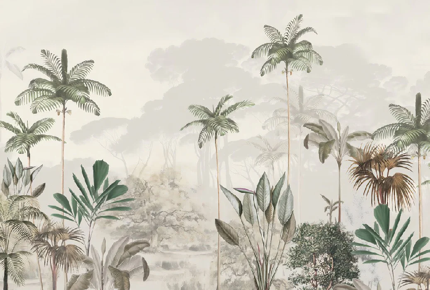 Papier peint panoramique jungle eden vert