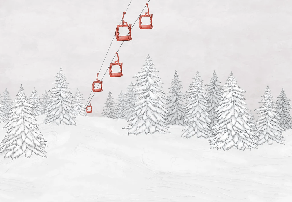 Carta da parati montagna cabinovia rossa