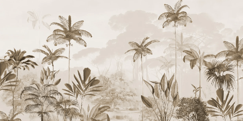 Papier peint panoramique jungle eden sépia