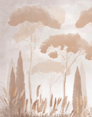 Papier peint sépia cyprès pins - Muralconcept